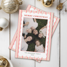 Preppy Modern Family Photo Christmas Card