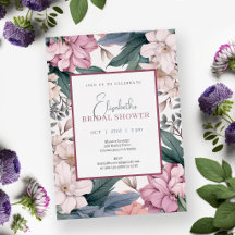 Elegant Purple Watercolor Floral Bridal Shower