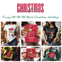 Funny HO HO HO Retro Christmas Holiday