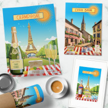 Illustrated Holiday In France Prints
