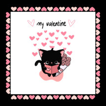 Cute Pink Hearts Kawaii Kitten Valentine's Day 