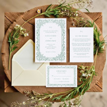 Sage Green Botanical Frame | Letterpress Wedding
