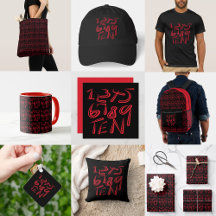 1 Thru Ten Typography In Red On Black Pattern