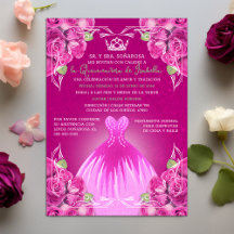 Spanish Pink Quinceañera Invitation Set