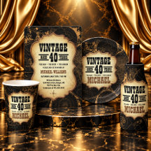 Men's Vintage 40th Birthday Party Black World Map