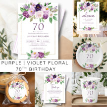Purple | Violet Floral 70th Birthday