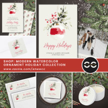 Modern Watercolor Ornament Holiday 