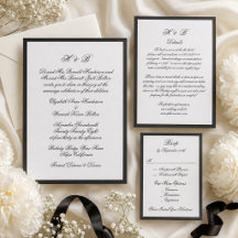 Traditional Black Script Letterpress Wedding Set