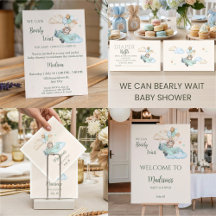 We Can Bearly - Aviator Teddy Bear Boy Baby Shower