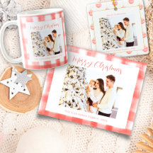 Red Gingham Family Christmas Holiday Photo Card