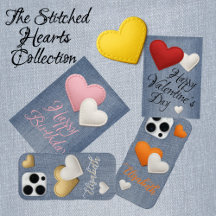 Stitched Hearts on Denim in various colors  