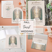 Fall Forest Wedding Collection – Arched Invitation
