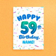 (Age 50-59) Balloon Numbers Birthday Card