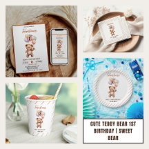 Cute Teddy Bear 1st Birthday Party Collection