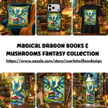 Magical Dragon Books & Mushrooms Fantasy 