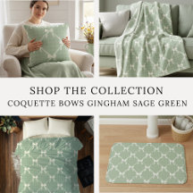 Coquette Bows Ginham Pattern Cream and Sage Green