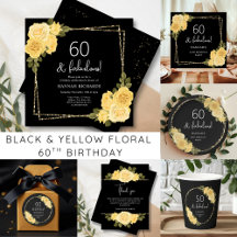 Black & Yellow Floral 60th Birthday
