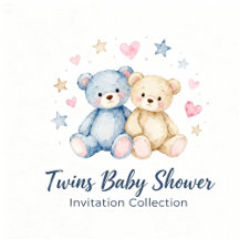 Twins Baby Shower Invitation Collection