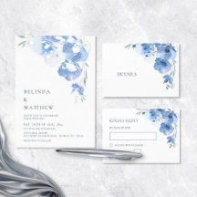 Blue Watercolor Floral Wedding