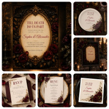 Till Death Gothic Wedding Collection Burgundy Gold