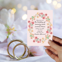 Pink Boho Watercolor Flowers Wedding Collection