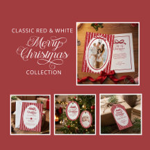 Elegant Classic Red White Stripes Merry Christmas 