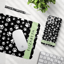 White Paws Pattern, Green - Home Decor Collection