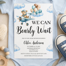 We Can Bearly Wait Teddy Bear Airplane Baby Shower