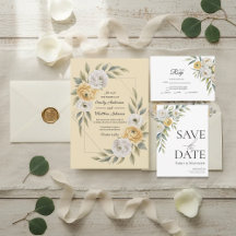 Butter Yellow Watercolor Floral Wedding Collection