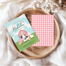 Girls Cute Pink Little Farmer Animal Birthday