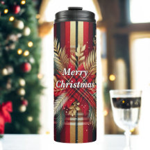 Elegant Red and Gold Festive Plaid 