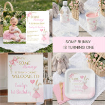 Some Bunny is One Pink Bow Ballerina 1st Birthday
