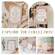 Elegant Vintage Baby Shower Blush Stripe Classic