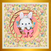 Cute Easter Bunny Sitting in The Basket