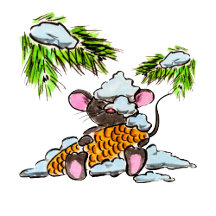 Mouse with a fir-tree cone