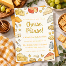 Watercolor Cheese Birthday Gouda Cheddar Party