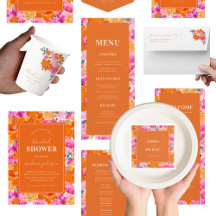 Pink and Orange Bright Floral Bloom Wedding
