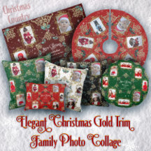 Elegant Christmas Gold Trim Family Photo Collage