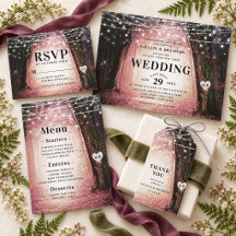 Evermore Pink Forest Wedding Invitation Suite