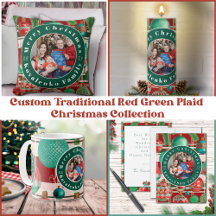 Personalized Traditional Red Green Plaid Holiday 