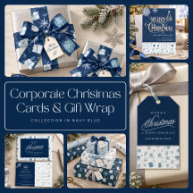 Corporate Christmas Cards & Gift Wrap in Navy Blue