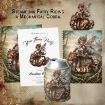 Steampunk Fairy Riding a Mechanical Cobra