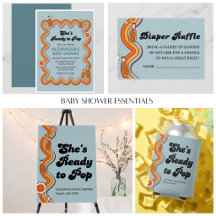 Groovy She's Ready to Pop Baby Shower | Retro Blue