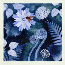 Floral design glass coasters