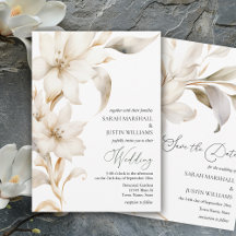 Elegant Beige and White Watercolor Floral Wedding