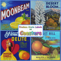 Single COASTERS featuring: Produce Crate Labels