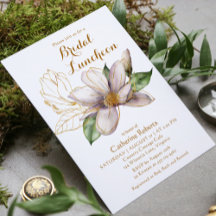 Watercolor Magnolia Purple Floral Bridal Shower 