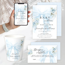 Cute Blue Bow Baby in Bloom Baby Boy Shower