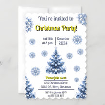 Blue and White Christmas Invitations