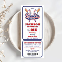 Rookie Of The Year Baseball Ticket 1st Birthday 1